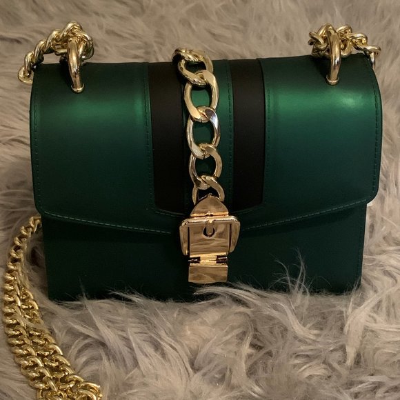 Bags Ladies Greenblack Purse With Shoulder Gold Chain Poshmark